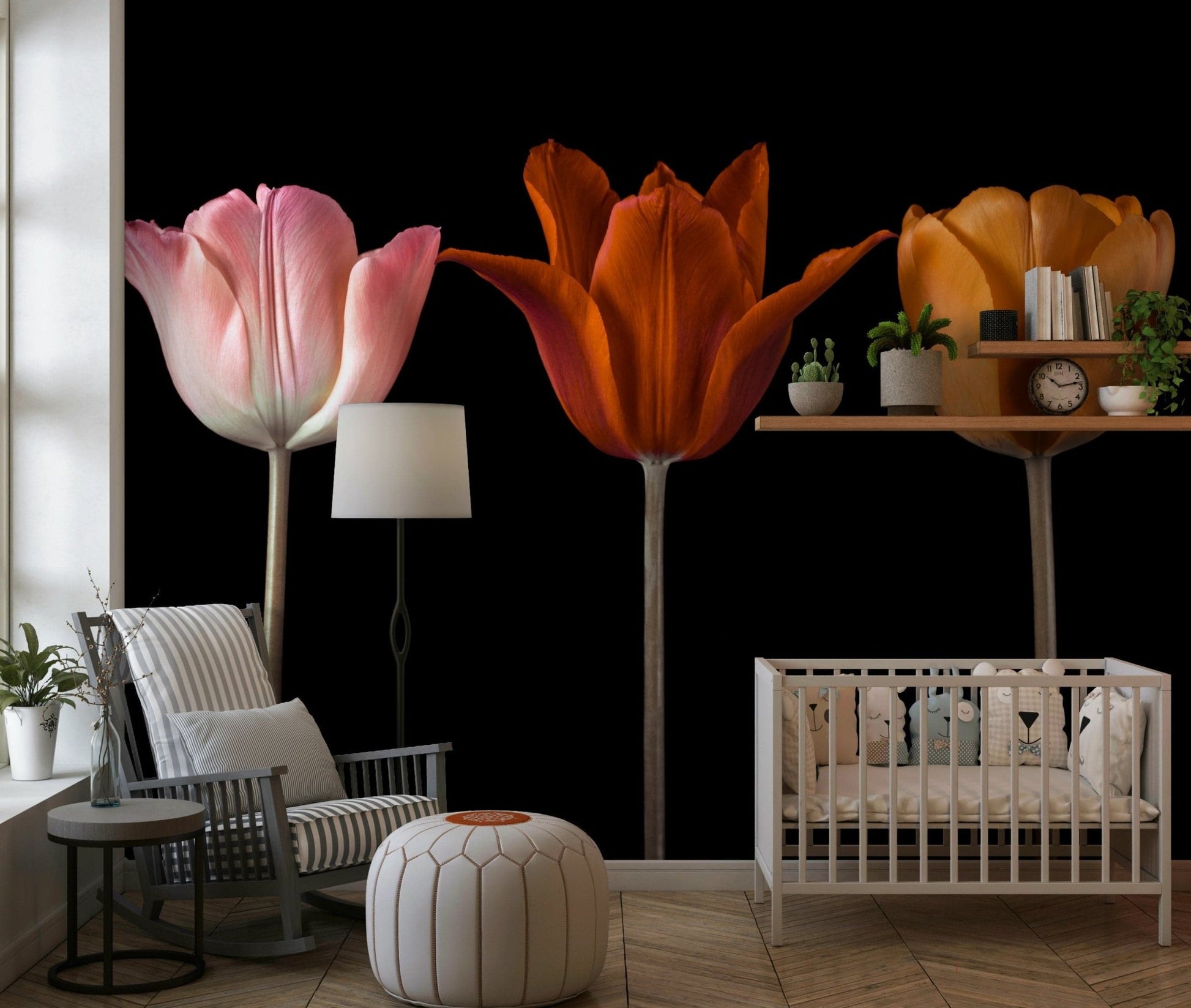 Modern floral wallpaper with vibrant and fresh garden imagery., GD7712