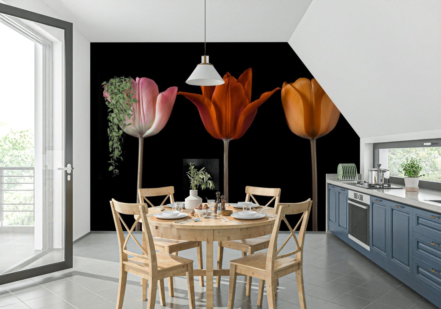 Sophisticated flower wallpaper for a minimalist feature wall., GD7712