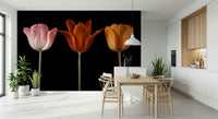 Tulip Trio Wall Mural with a clean and neutral background., GD7712