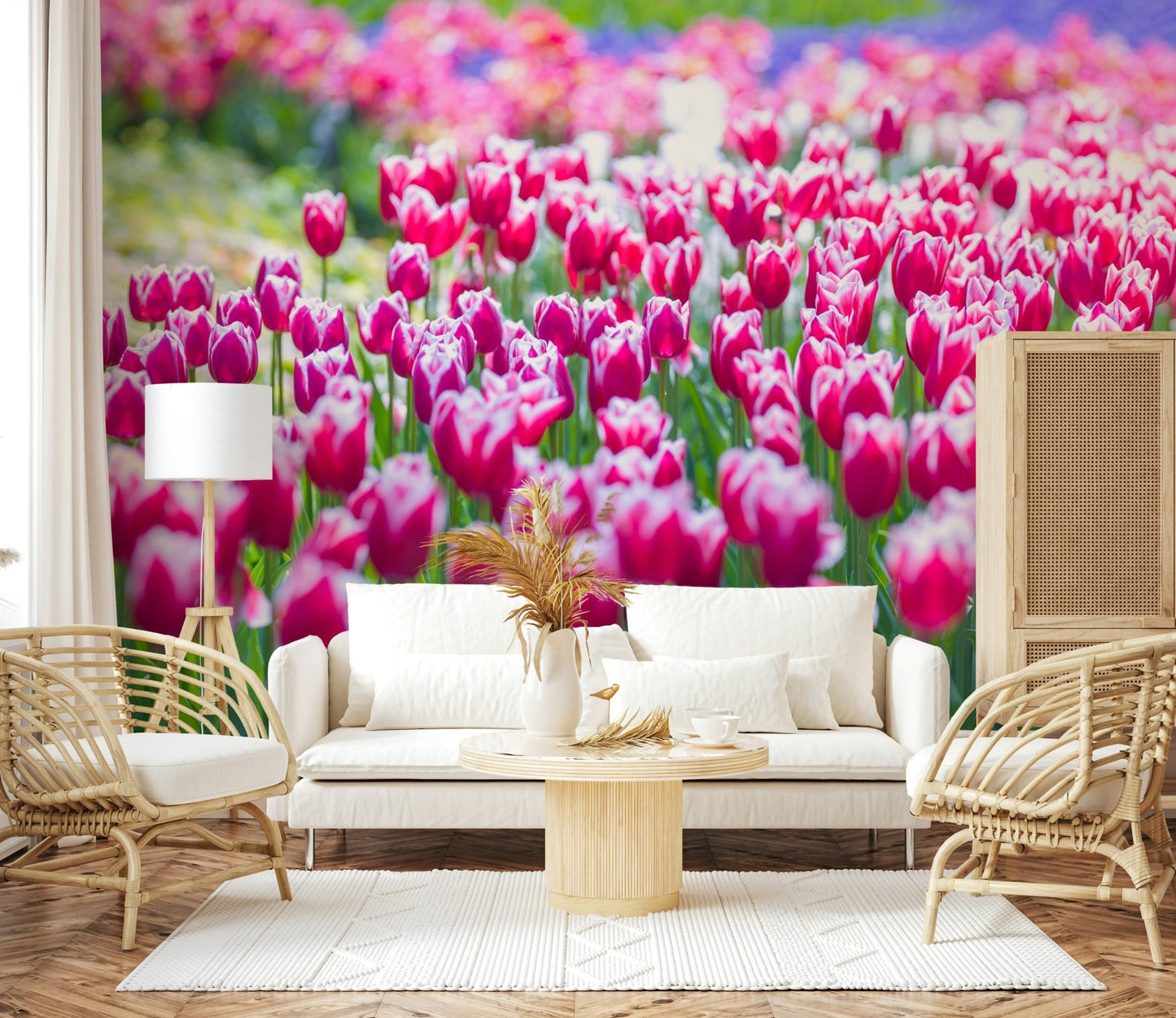 Tulip Wonderland Wall Mural creating a sense of natural joy in a kitchen.