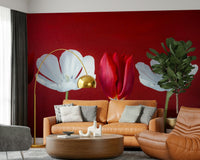 Stunning Crimson Poppy Field wallpaper for walls interior style.