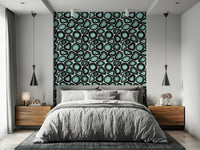 High-contrast Turquoise Agate Flow mural, rich colors, geological pattern.