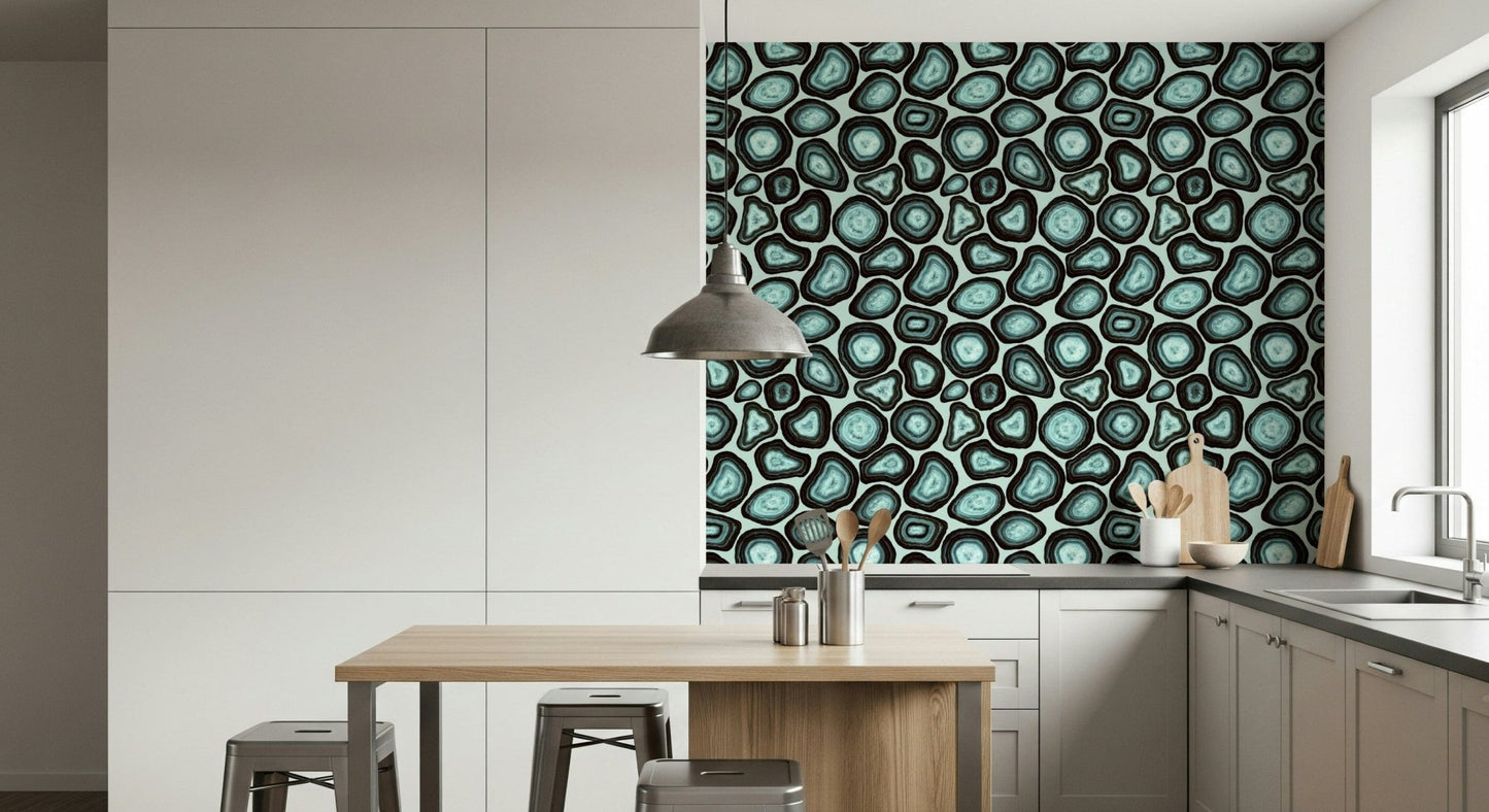 Elegant Turquoise Agate Flow print, sparkling center, stylish wall Turquoise Agate Flow.