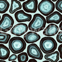 Striking Turquoise Agate Flow  mural, concentric rings, dark shapes.