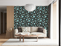 Seamless Turquoise Agate Flow print, crystal motif, jewel-toned wall decor.