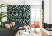 Artistic Turquoise Agate Flow wallpaper, teal geode slices, repeating pattern.