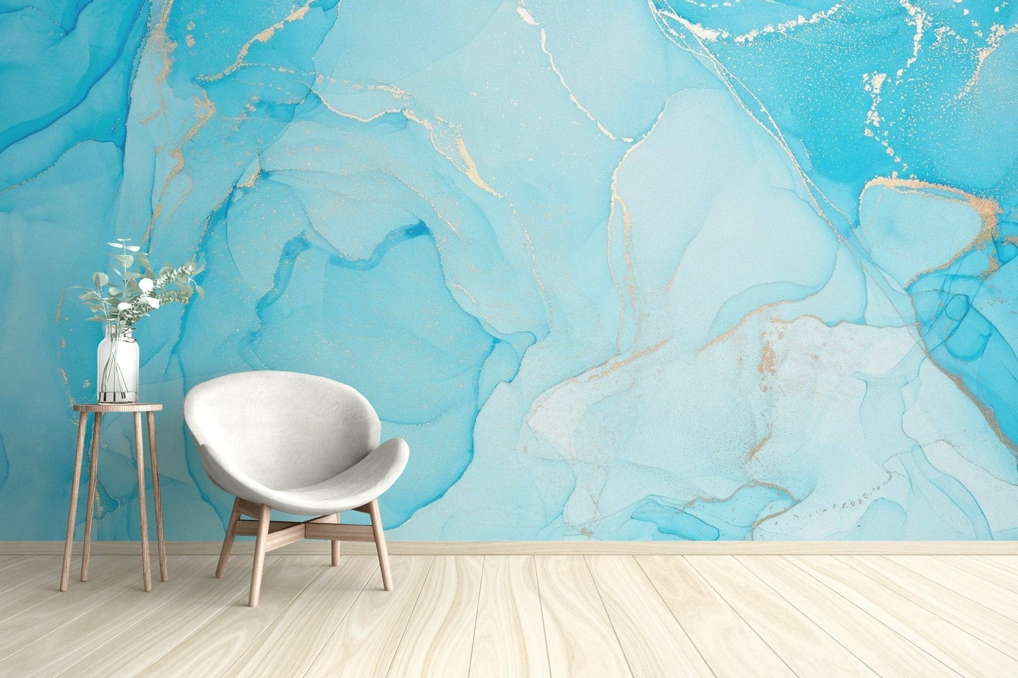 Turquoise Alcohol Art Wallpaper Mural abstract-08
