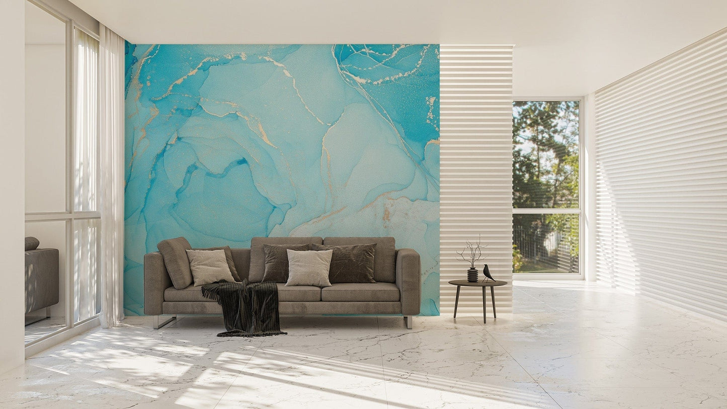 Dreamy Turquoise Alcohol Design Mural
