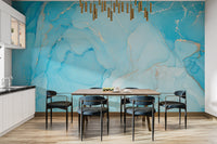 Turquoise Alcohol Art Wallpaper Mural - Giffywalls