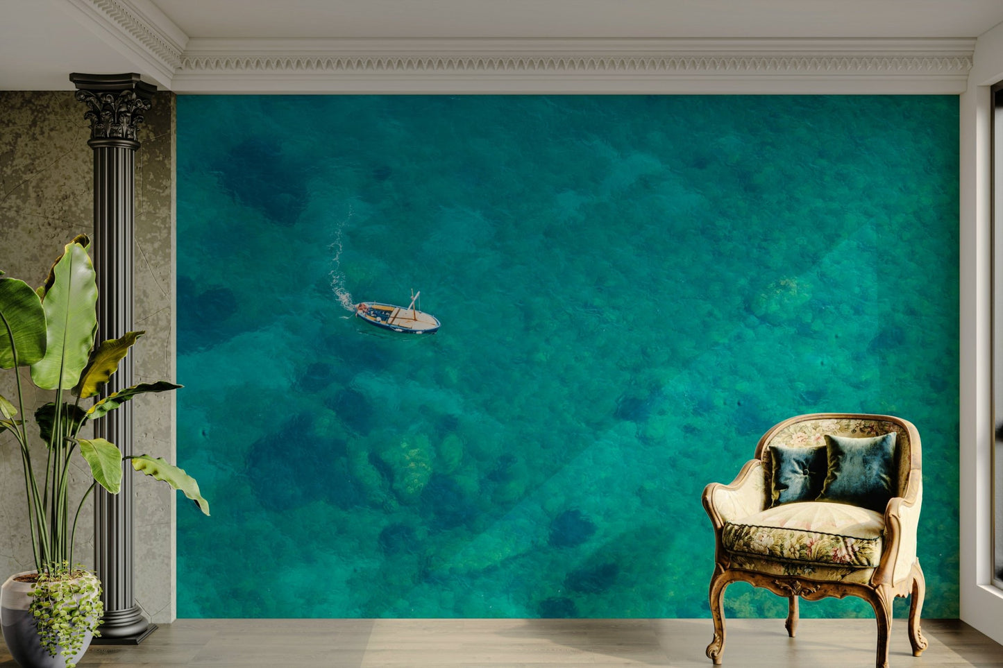 Turquoise Blue beach Wall Mural