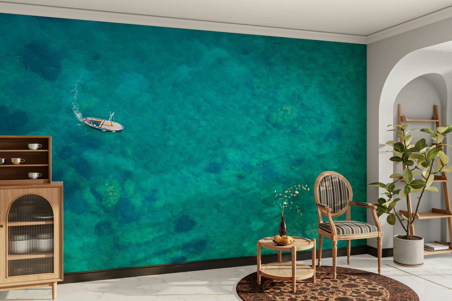 Turquoise Blue beach Wall Mural
