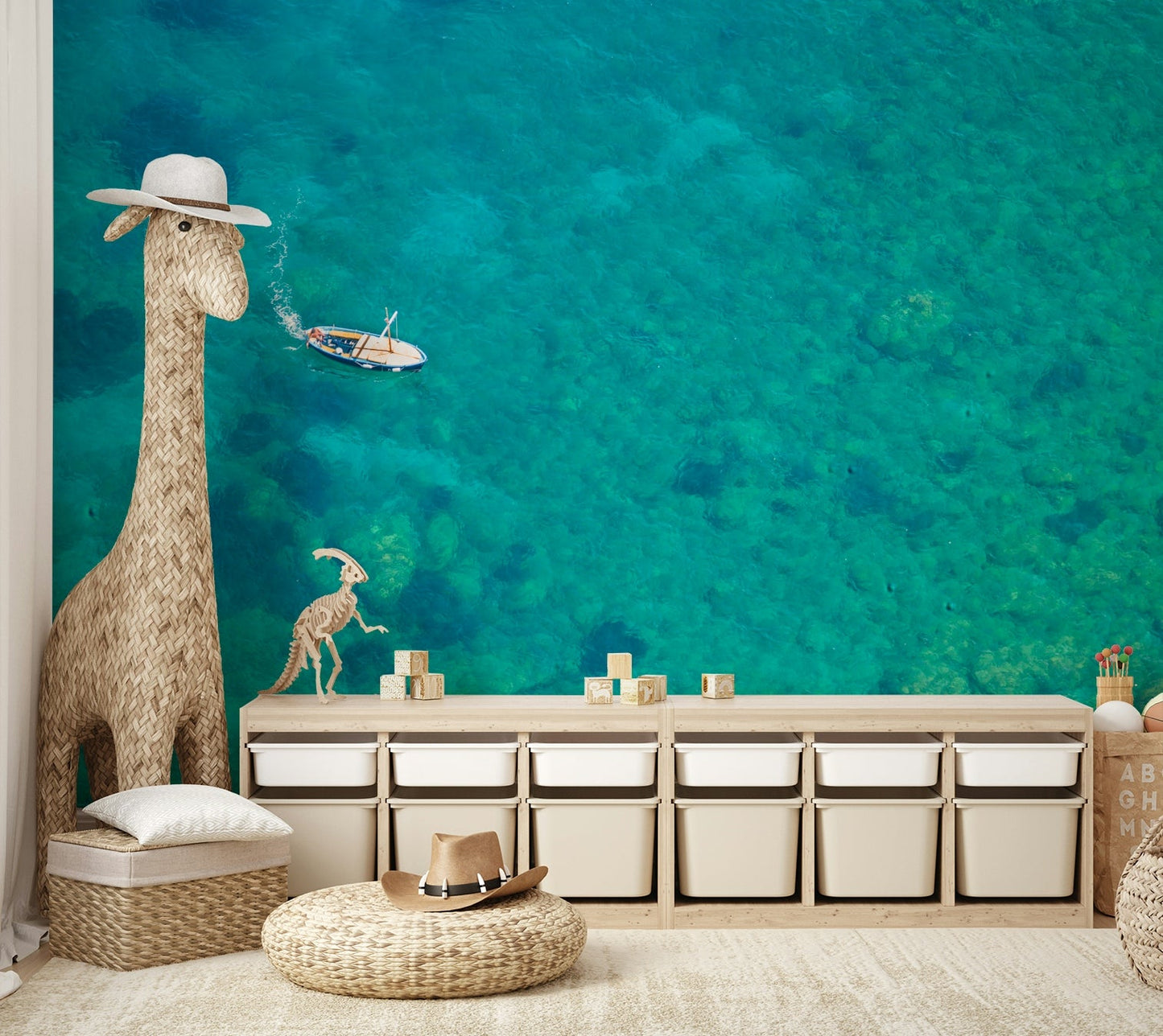 Turquoise Blue beach Wall Mural