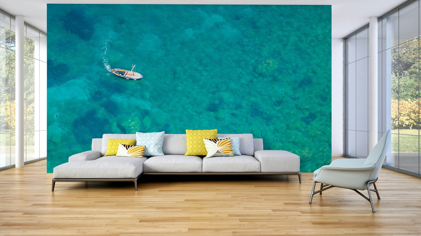 Turquoise Blue beach Wall Mural