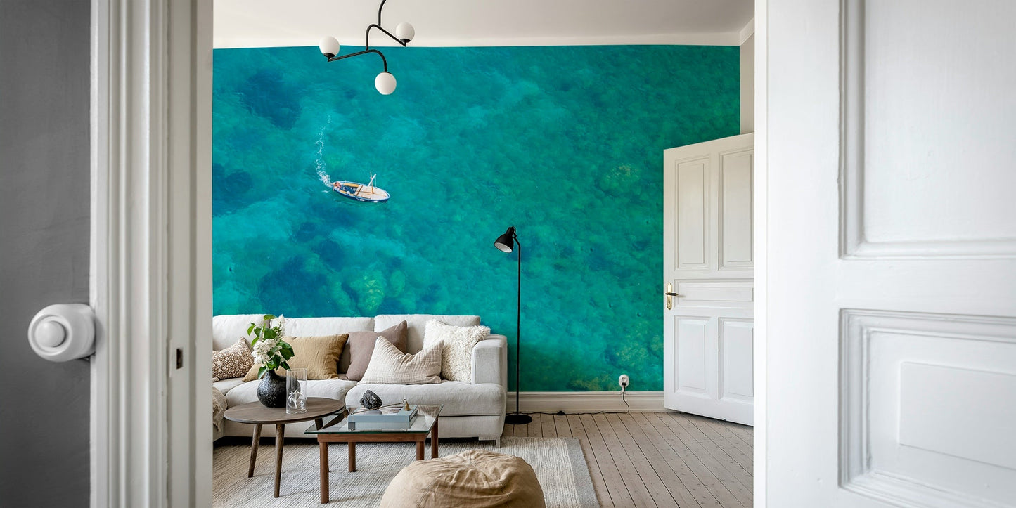 Turquoise Blue beach Wall Mural