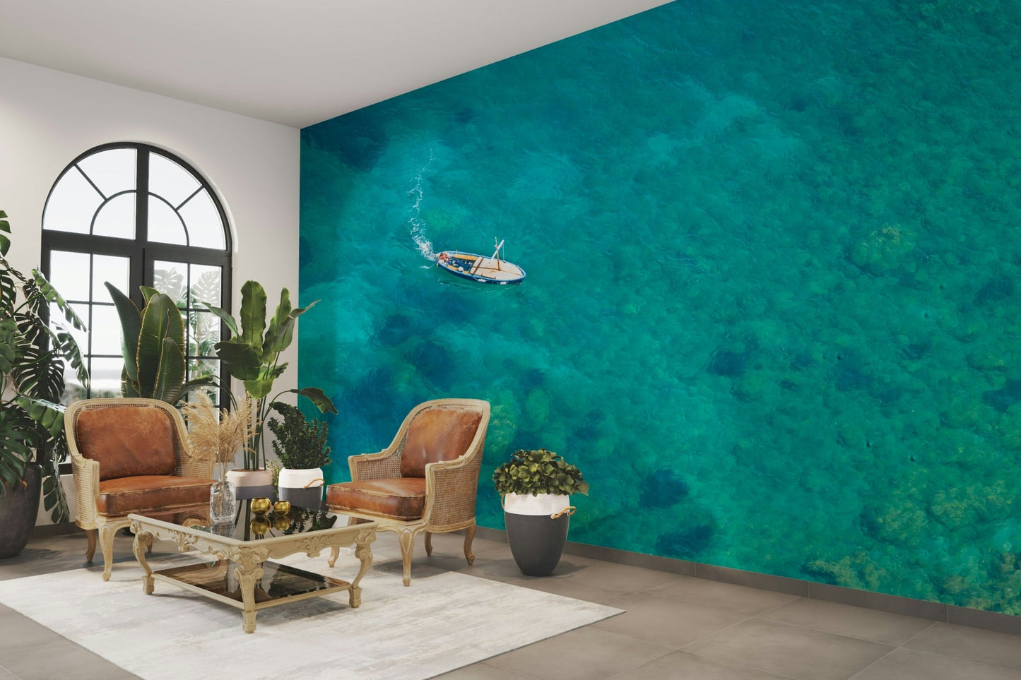 Turquoise Blue beach Wall Mural