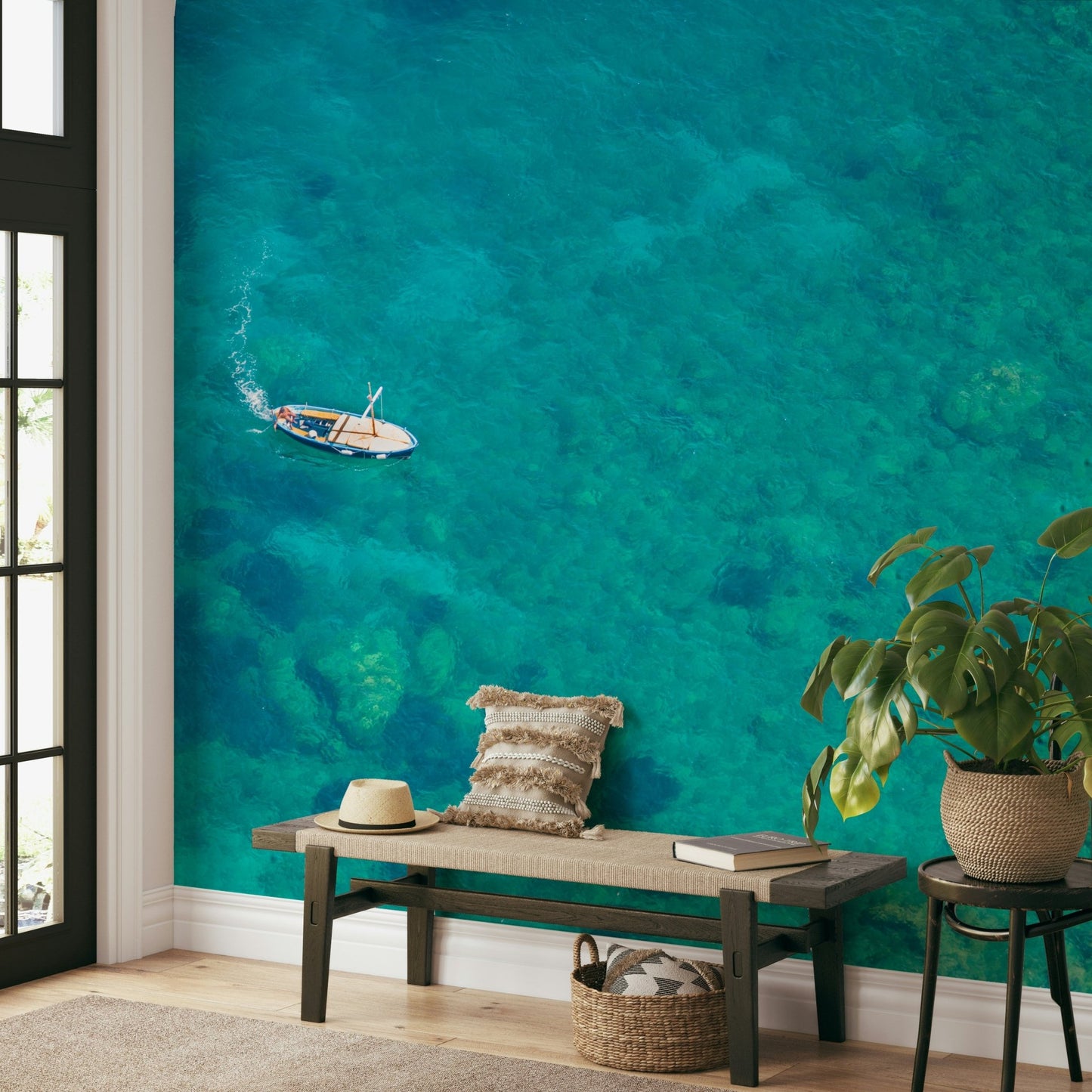 Turquoise Blue beach Wall Mural