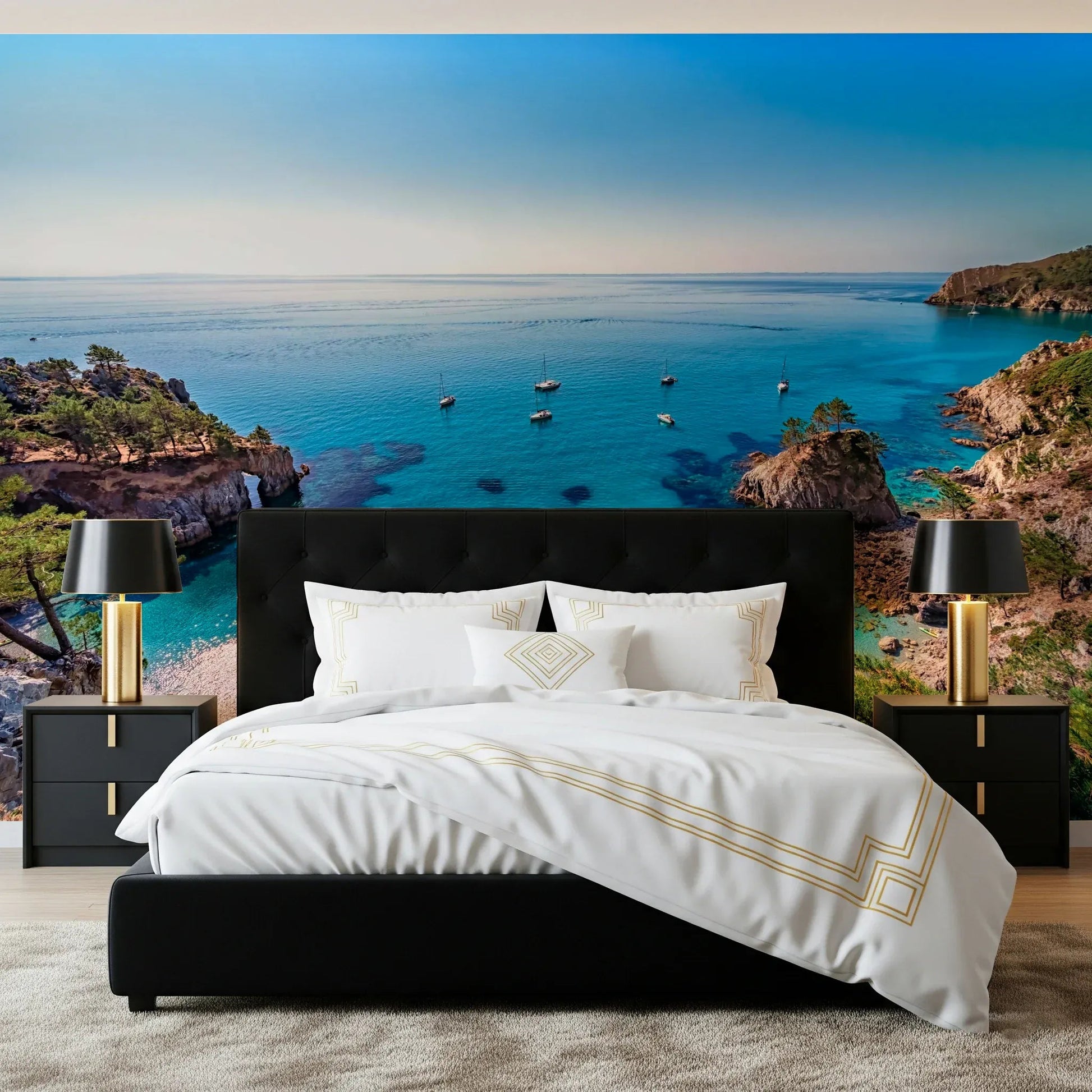 Peaceful turquoise cove escape wallpaper for lounge wall