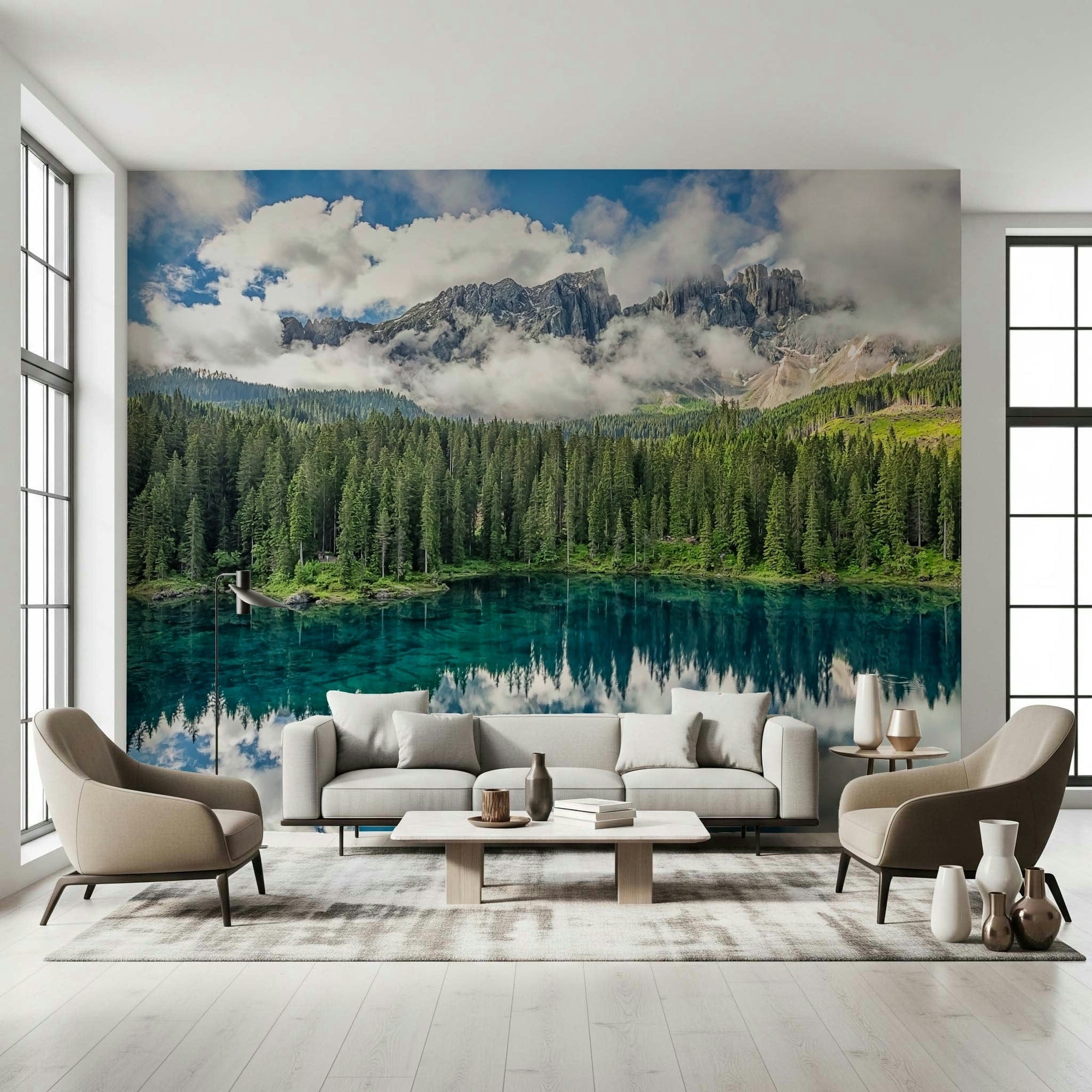 Turquoise Dreamscape Wall Mural with alpine lake scenery GD7319
