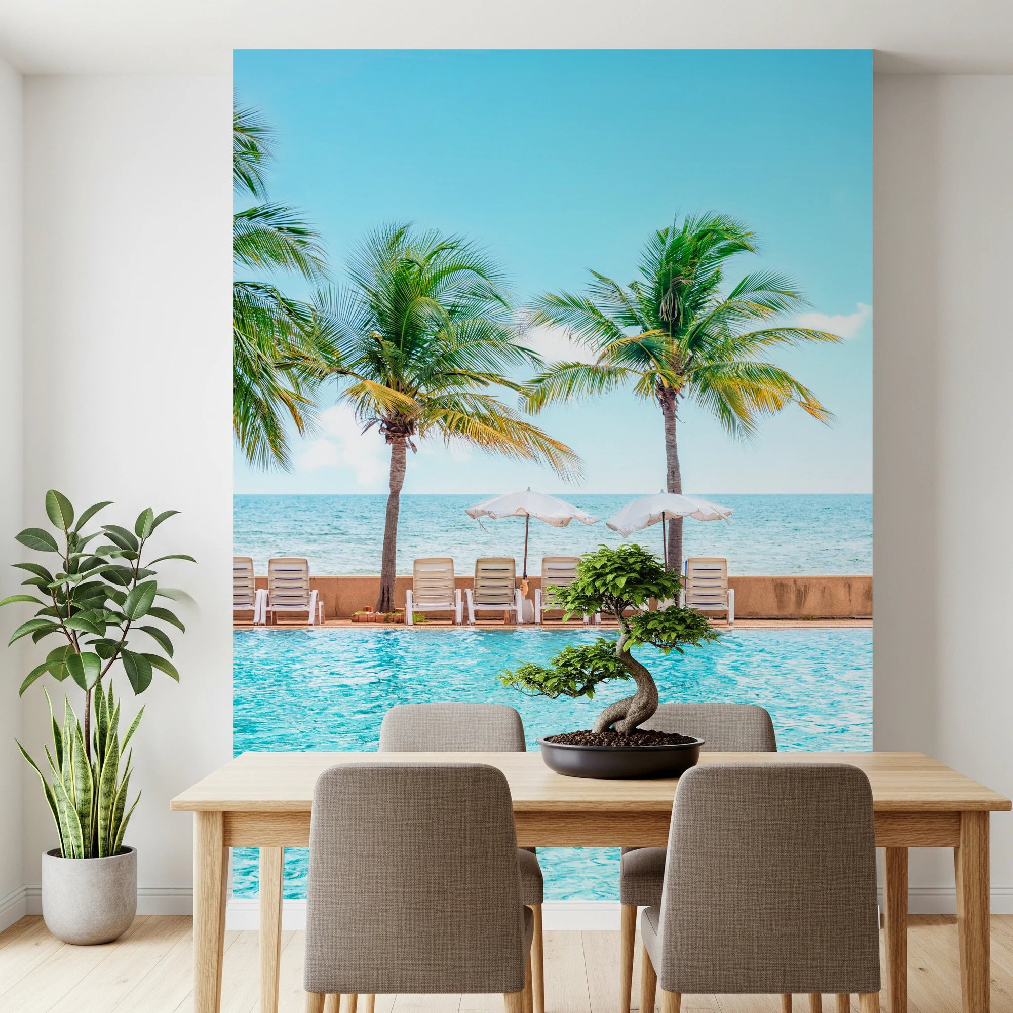 Dining room featuring Turquoise Escape wall mural and bright ocean horizon, GD8271