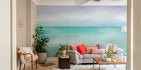 Coastal turquoise mural for peaceful interiors for living room, B458