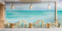 Tranquil sea wallpaper with soft flowing colors for cafe, B458