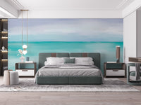 Ocean-inspired wall mural in calming tones for bedroom, B458