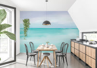 Serene turquoise ocean wallpaper with soft hues, B458