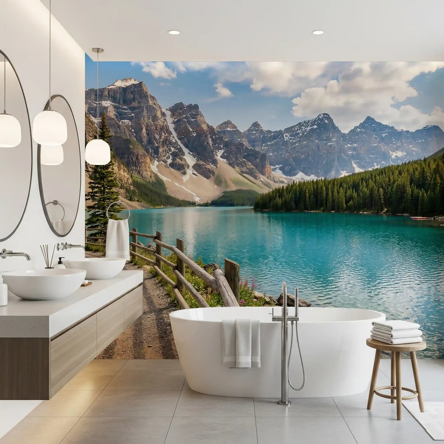 Turquoise Peaks & Pines Wall MuralGD9129