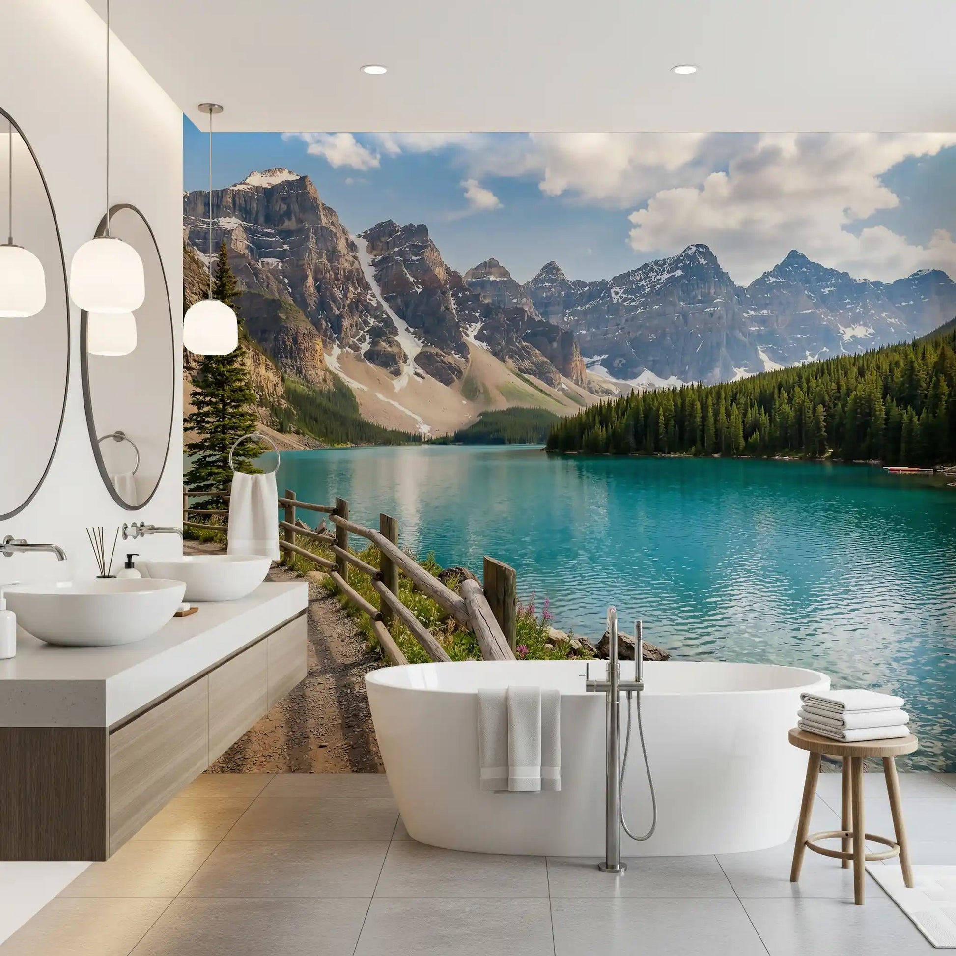 Turquoise Peaks & Pines Wall MuralGD9129