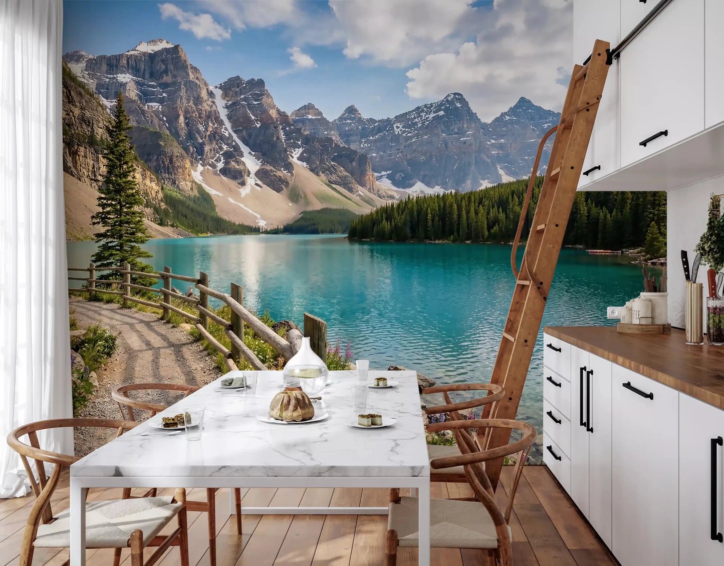 Turquoise Peaks & Pines Wall MuralGD9129