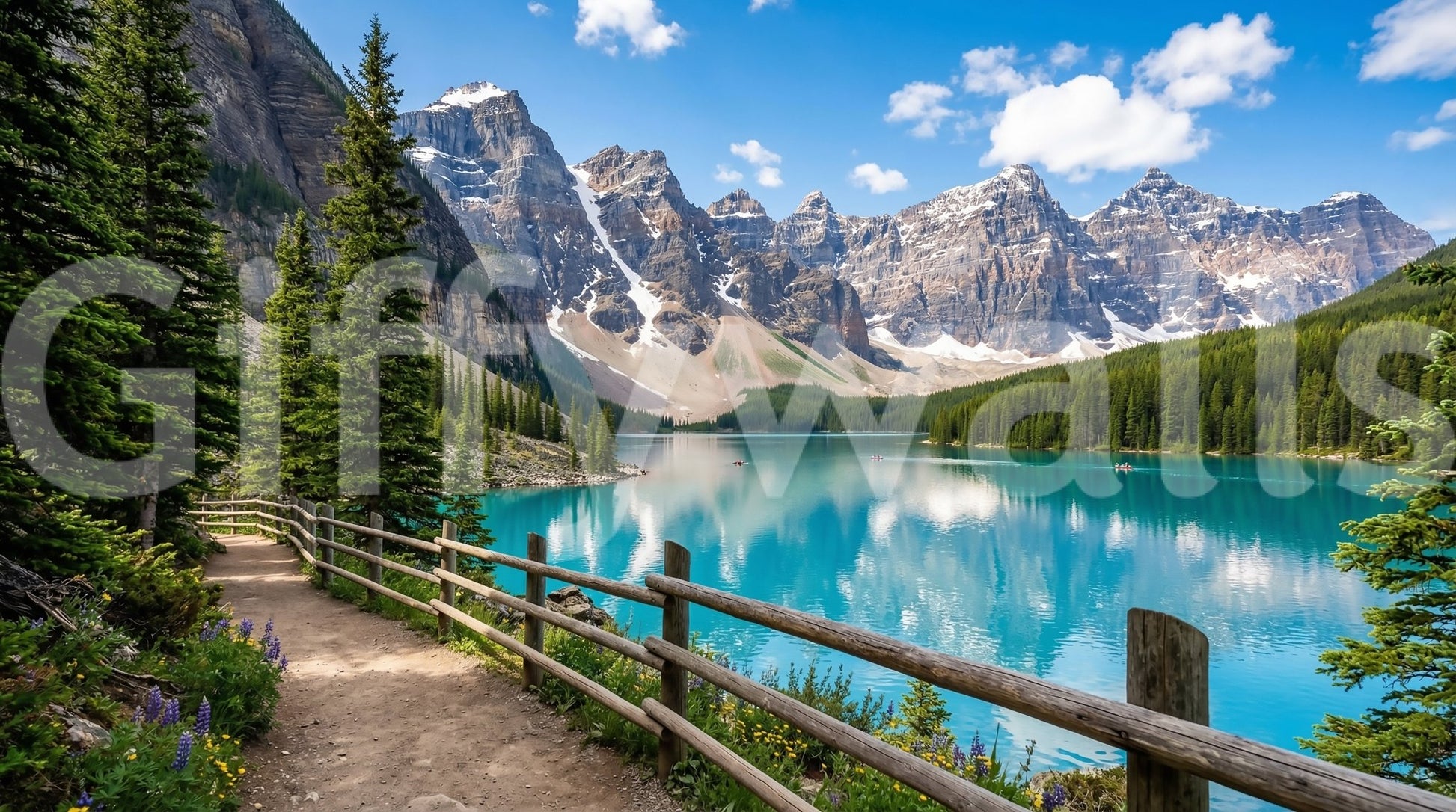 Clear sky and peaks in Turquoise Peaks Trail wall mural