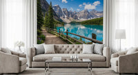 Living room with Turquoise Peaks Trail wall mural path view