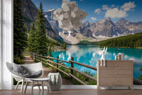Hallway showing Turquoise Peaks Trail wall mural lakeside