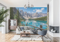 Office room with Turquoise Peaks Trail wall mural tones