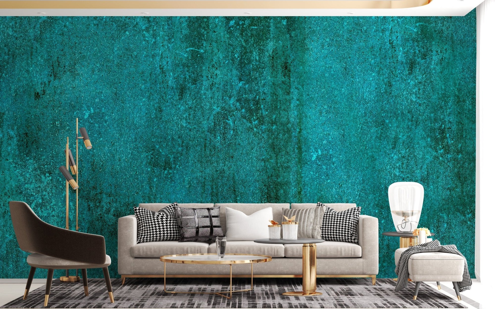 Rustic turquoise concrete texture wallpaper A237
