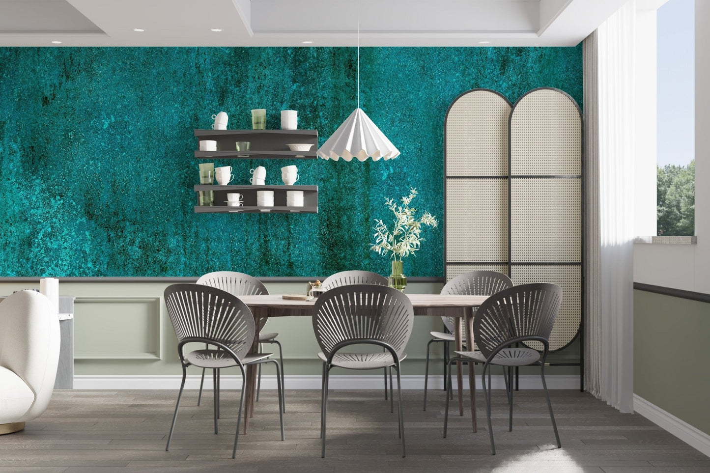 Turquoise Rustic Concrete Texture Wallpaper Mural - Giffywalls A237