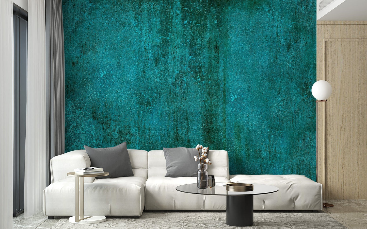 Decorative rustic mural with turquoise texture A237