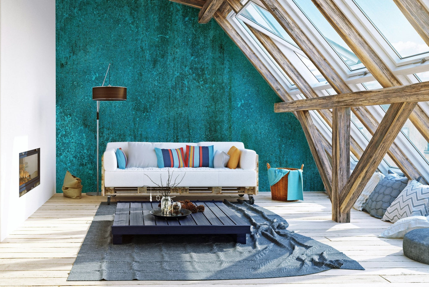 Artistic turquoise concrete wall decor style A237
