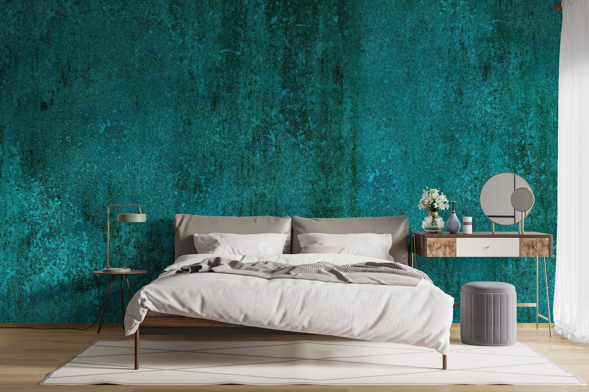 Turquoise Rustic Concrete Texture Wallpaper Mural - Giffywalls A237
