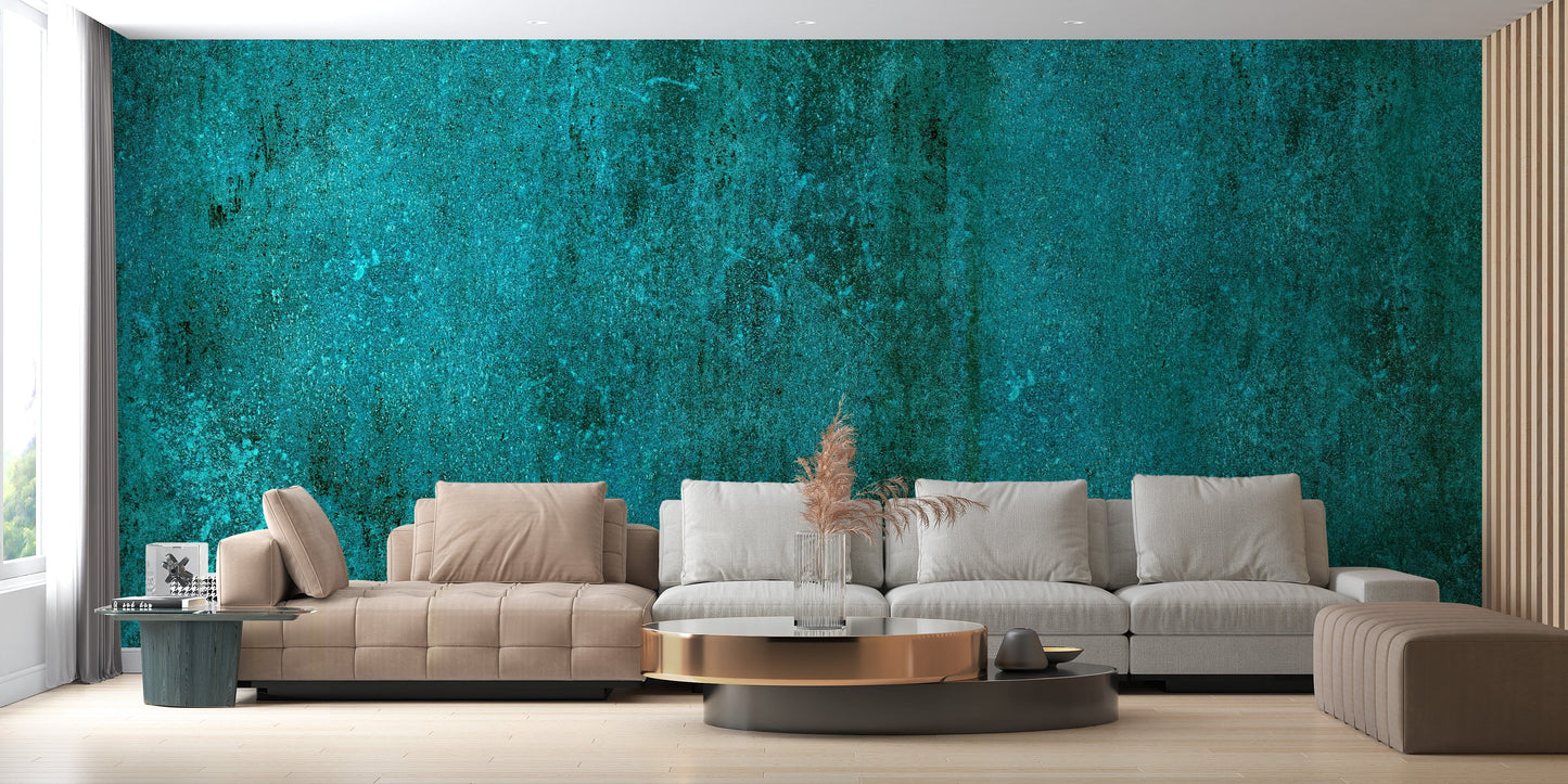 Turquoise Rustic Concrete Texture Wallpaper Mural - Giffywalls