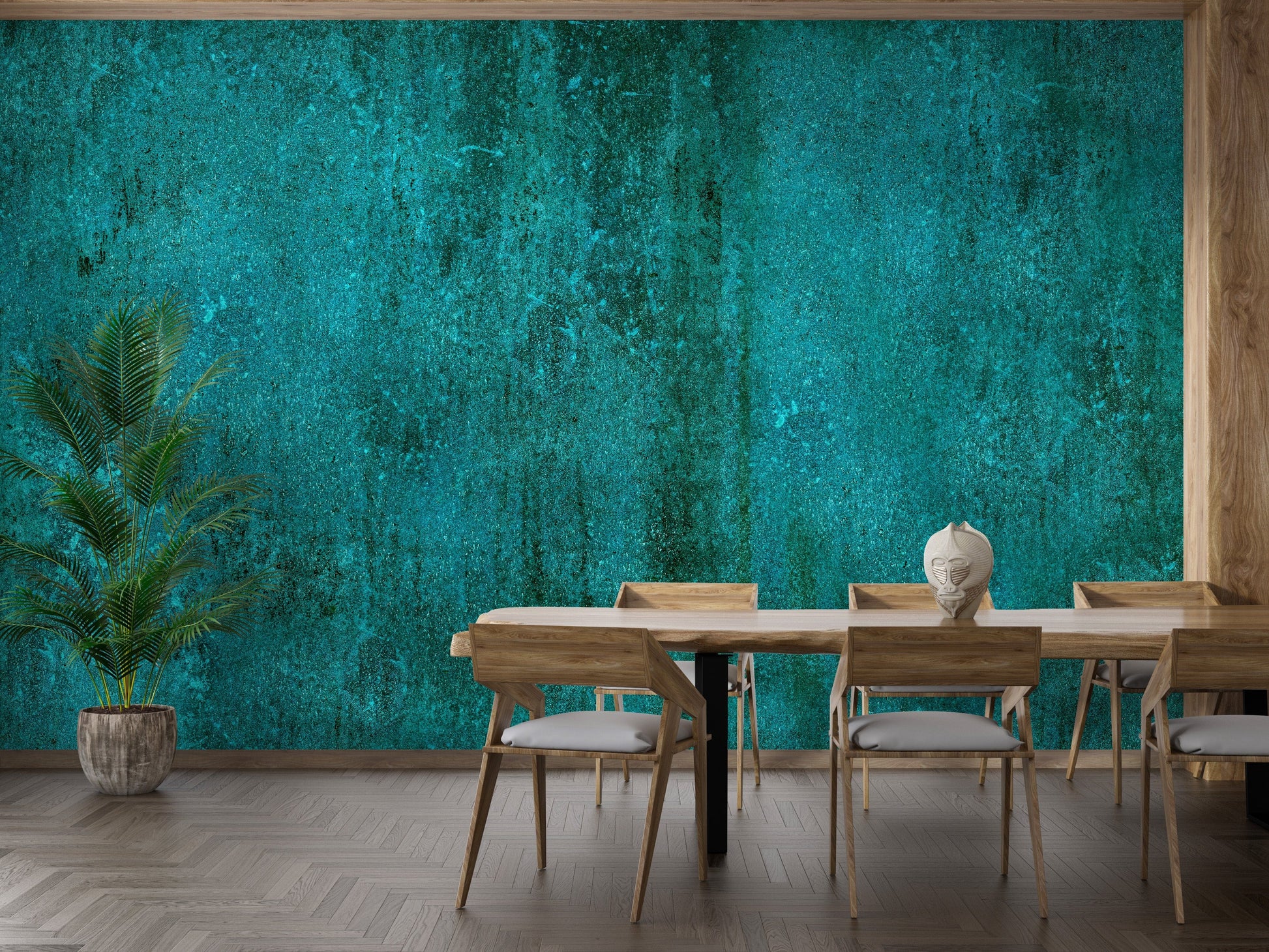 Turquoise Rustic Concrete Texture Wallpaper Mural - Giffywalls