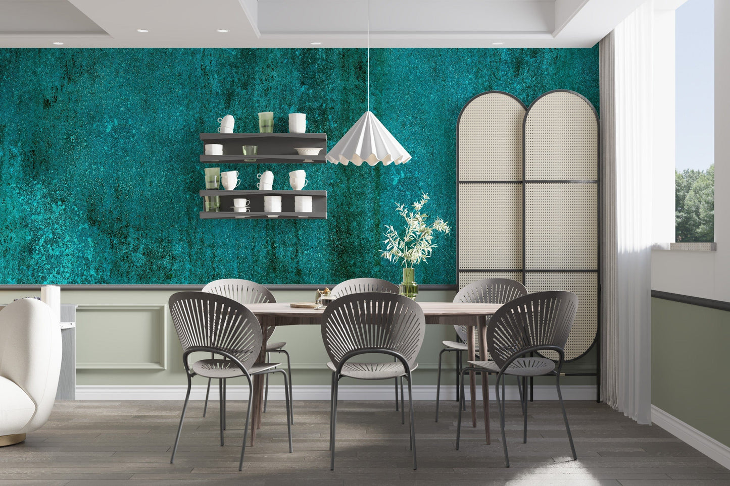 Turquoise Rustic Concrete Texture Wallpaper Mural - Giffywalls