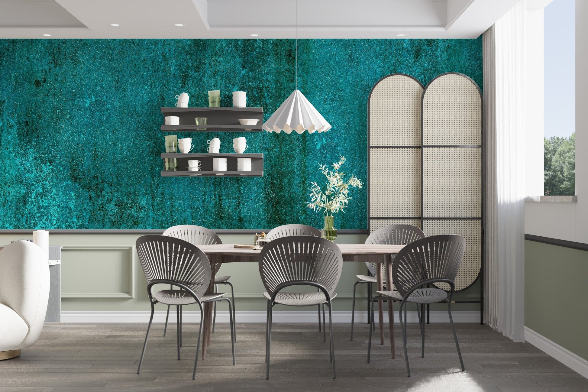 Turquoise Rustic Concrete Texture Wallpaper Mural - Giffywalls