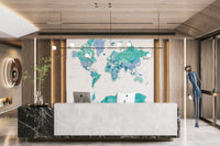 Turquoise map wallpaper with soft tones


