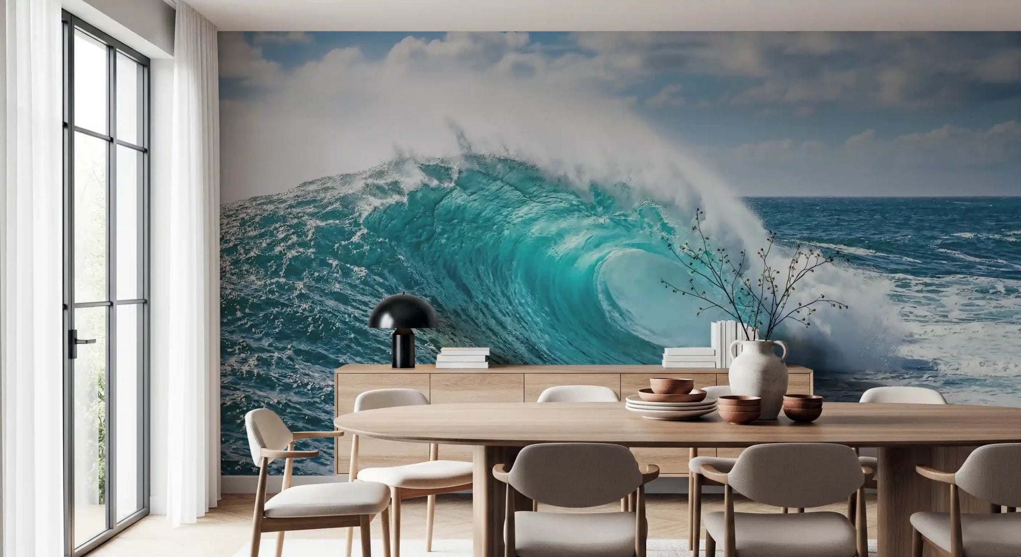 Dynamic ocean scene in Turquoise Wave Majesty wall mural, GD9135
