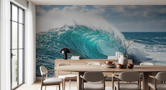 Dynamic ocean scene in Turquoise Wave Majesty wall mural