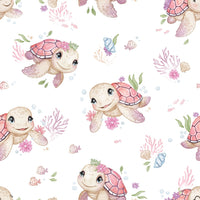 Turtle Tots themed wallpaper with shells

