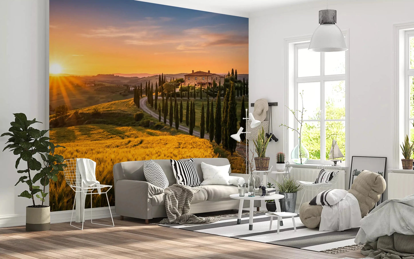 Warm countryside tones appear in Tuscan Golden Hour wall mural, GD9223