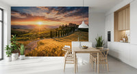 Rolling hills and fields define Tuscan Golden Hour wall mural, GD9221