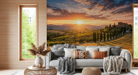 Sunset light spreads over hills in Tuscan Golden Hour wall mural, GD9221
